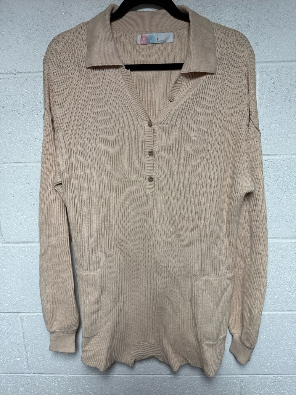 Free People Women’s Cream Collared Knit Romper Sz xs